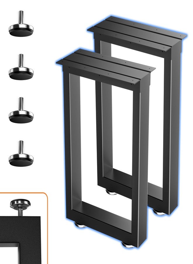 SKYSEN 16" Black Metal Modern Square Table Legs - 2 Pack, 1000lbs Capacity, Easy Assembly, Suitable for Desks, Coffee Tables, Benches - Image 1